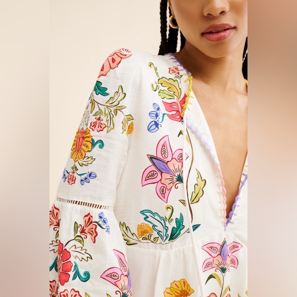 Farm Rio Floral Insects Mini Dress Size L - Picture 5 of 12